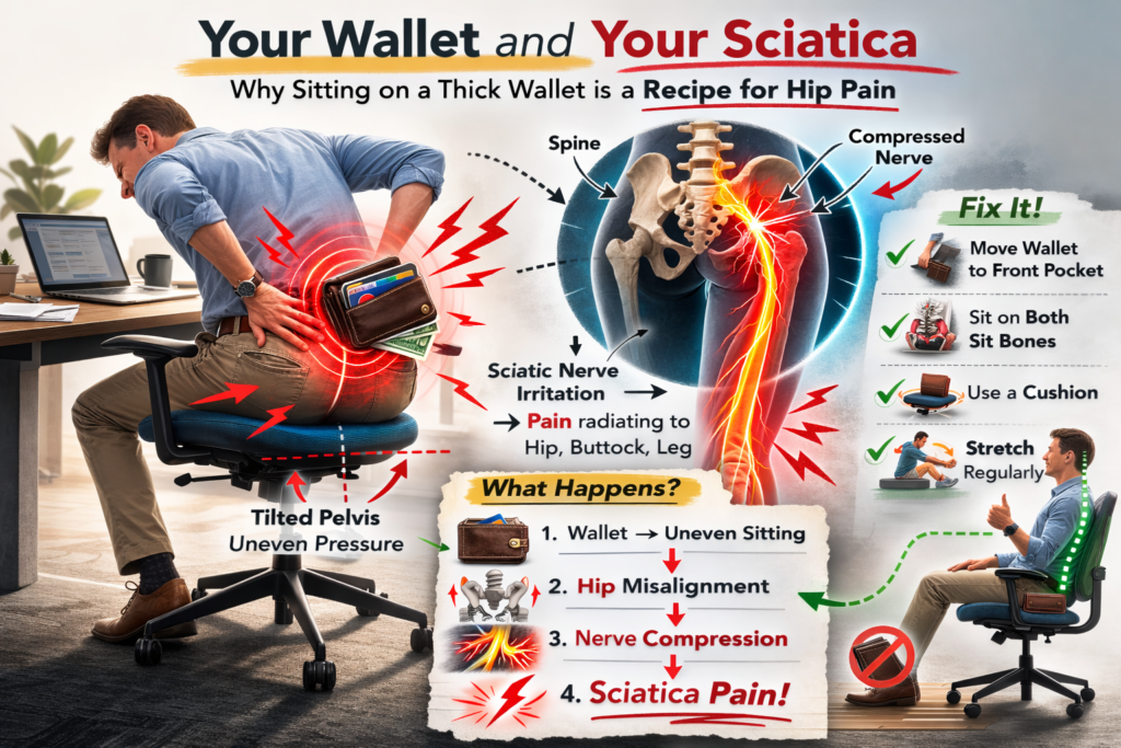 Your Wallet and Your Sciatica: Why sitting on a thick wallet is a recipe for hip pain