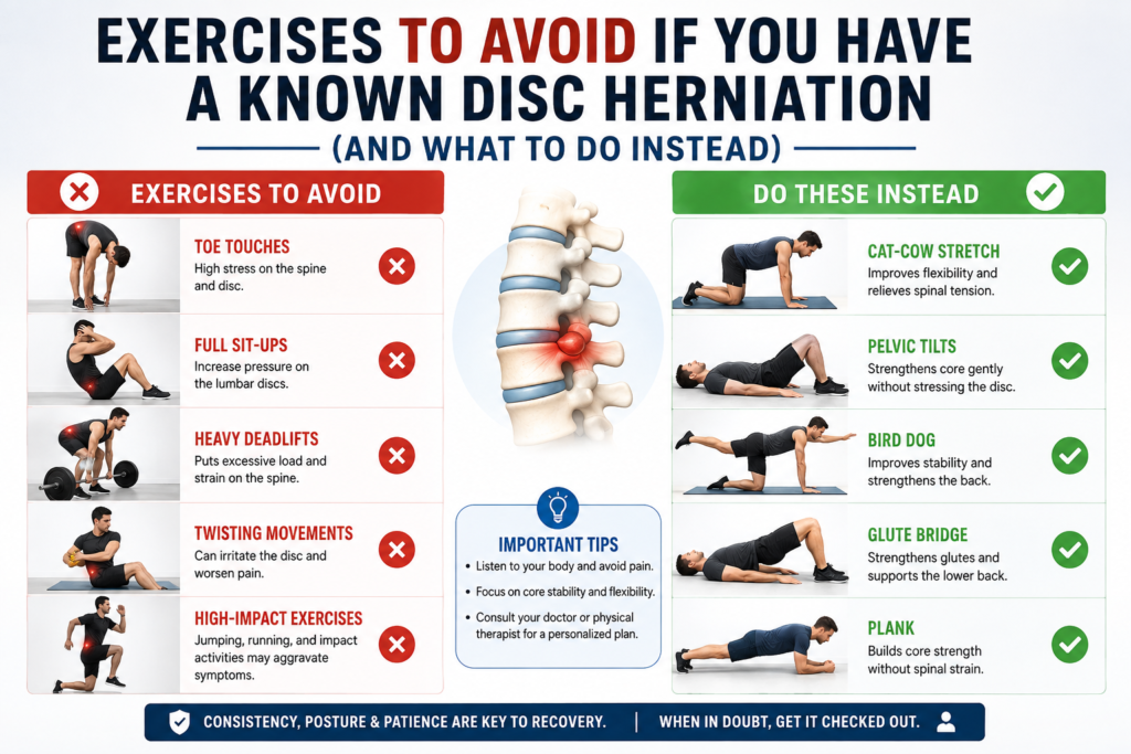 Exercises to Avoid If You Have a Known Disc Herniation (And What to Do Instead)