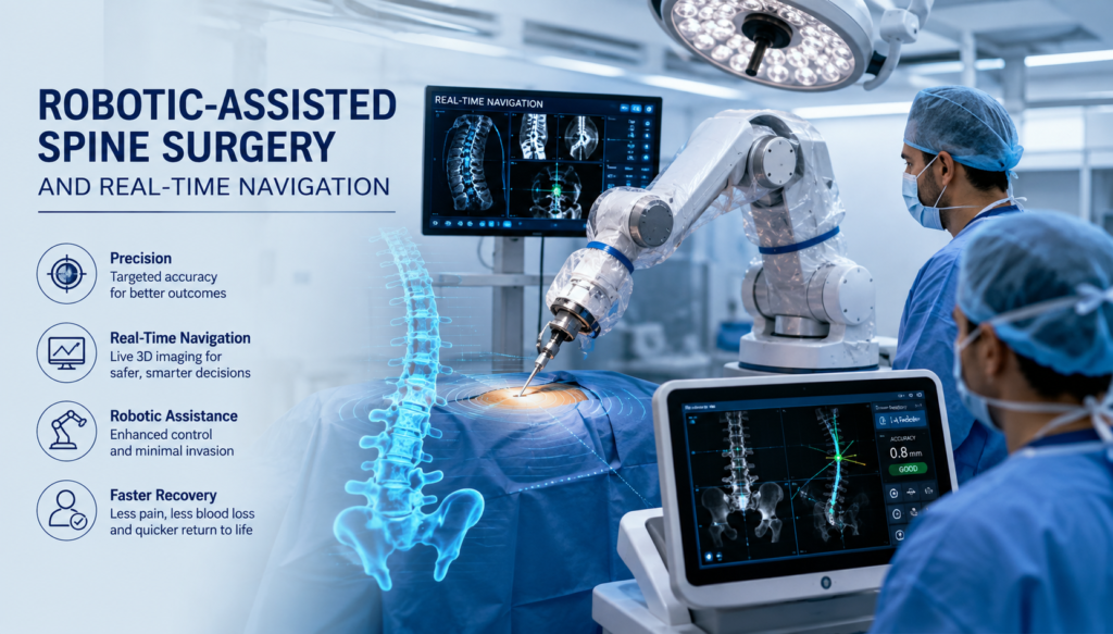 Robotic-assisted spine surgery and real-time navigation
