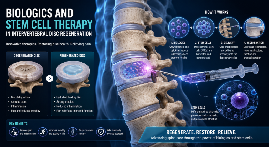 Biologics and stem cell therapy in intervertebral disc regeneration